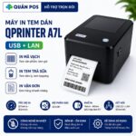 M&aacute;y in tem d&aacute;n Qprinter A7L hỗ trợ USB v&agrave; LAN, d&ugrave;ng để in m&atilde; vạch, tem tr&agrave; sữa v&agrave; vận đơn.