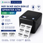 M&aacute;y in m&atilde; vạch b&aacute;n lẻ Qprinter A7W kết nối USB v&agrave; WiFi, in nhanh r&otilde; n&eacute;t, d&ugrave;ng giấy in nhiệt, ph&ugrave; hợp cho cửa h&agrave;ng, si&ecirc;u thị, tạp h&oacute;a v&agrave; shop.